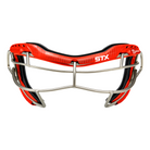 STX Focus-S Ti+ lacrosse goggle red frame with graphite strap, front view on white background